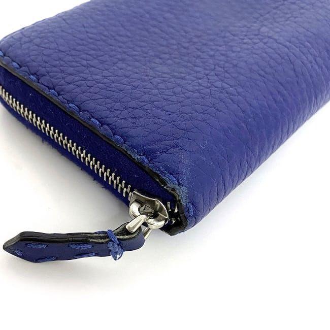 FENDI フェンディ ラウンドファスナー 長財布 ブルー セレリア FENDI フェンディ ラウンドファスナー 長財布 ブルー セレリア