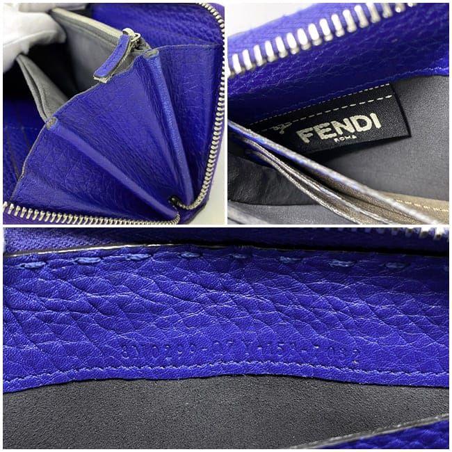 FENDI フェンディ ラウンドファスナー 長財布 ブルー セレリア FENDI フェンディ ラウンドファスナー 長財布 ブルー セレリア
