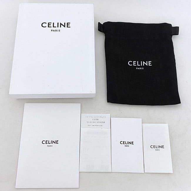 CELINE（セリーヌ） ストラップ ウォレット レッド グレー