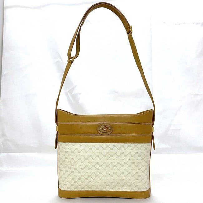 GUCCI グッチ ショルダーバッグ ベージュ ブラウン ゴールド マイクロ 