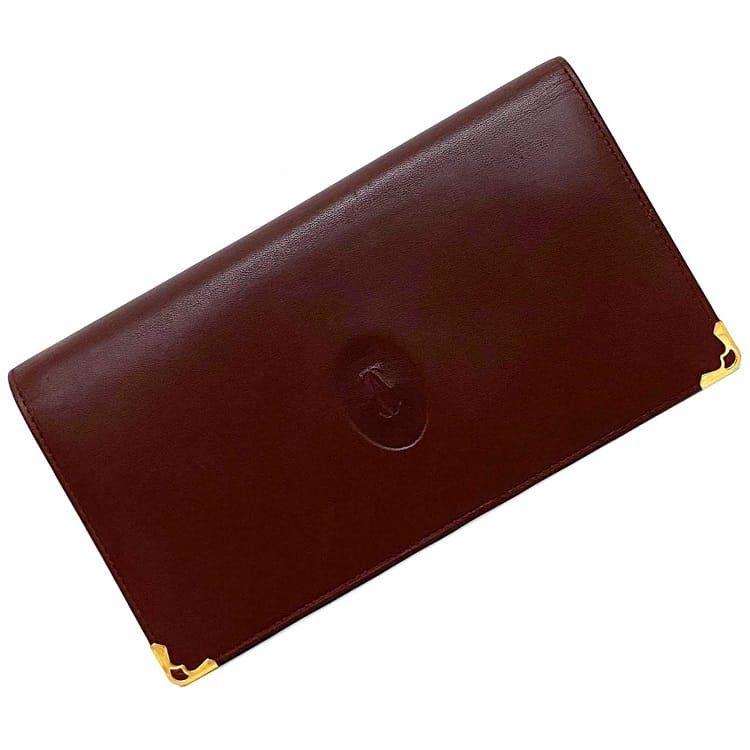Cartier カルティエ 二つ折り 長財布 ボルドー マスト 美品 Wフラップ  