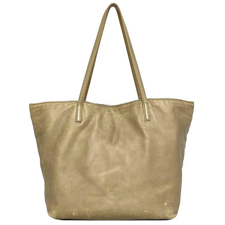 LOEWE ロエベ トートバッグ レザー ゴールド LOEWE ロエベ トートバッグ ゴールド アナグラム ソフトレザー