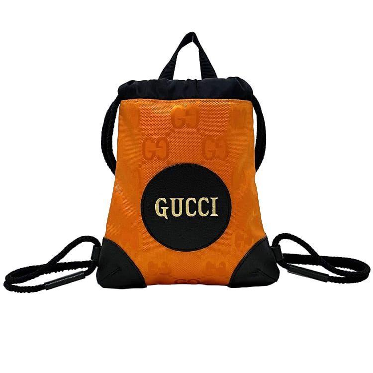 グッチ ミニ リュック オレンジ ブラック オフザ グリット 643887 未使用 美品 キャンバス レザー Sランク GUCCI ミニ バックパック GG 巾着 定番 人気 ロゴ 総柄 ナイロン 黒 コンパクト お洒落 高級感 上品 カジュアル アクセント ブランド 本物 鑑定済み GUCCI（グッチ） ミニ リュック オレンジ ブラック オフザ グリット
