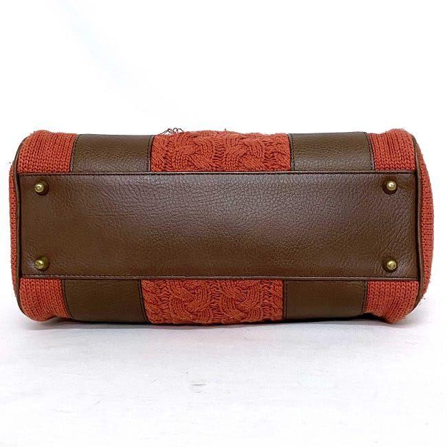 良品 希少 レア Chloé クロエ ハンドバッグ ケーブルニット レザー Chloe クロエ ハンドバッグ オレンジ ブラウン ゴールド