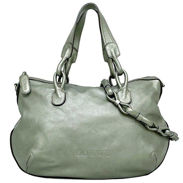LOEWE ロエベ 2way バッグ メタリック グリーン フィエスタ 290805 美 
