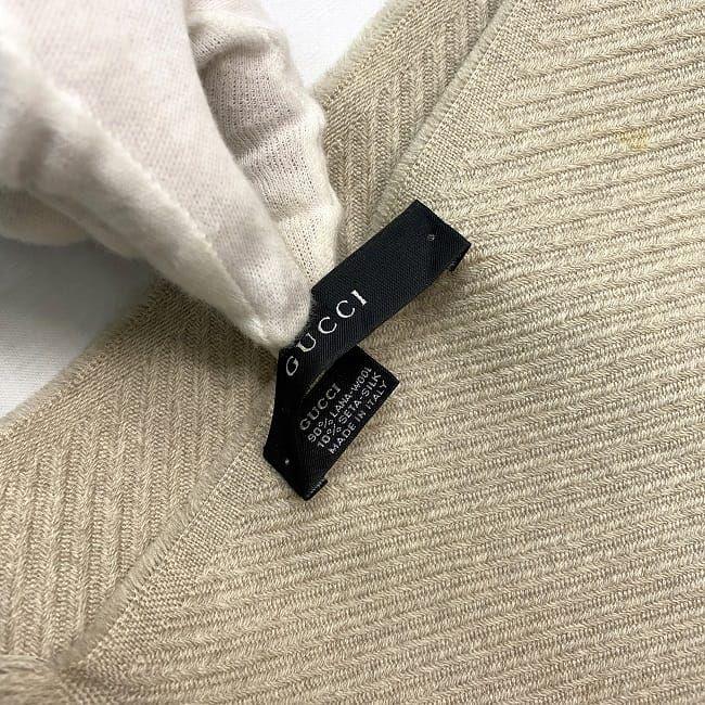 グッチ マフラー ベージュ ボルドー GG クリーニング済み ウール  