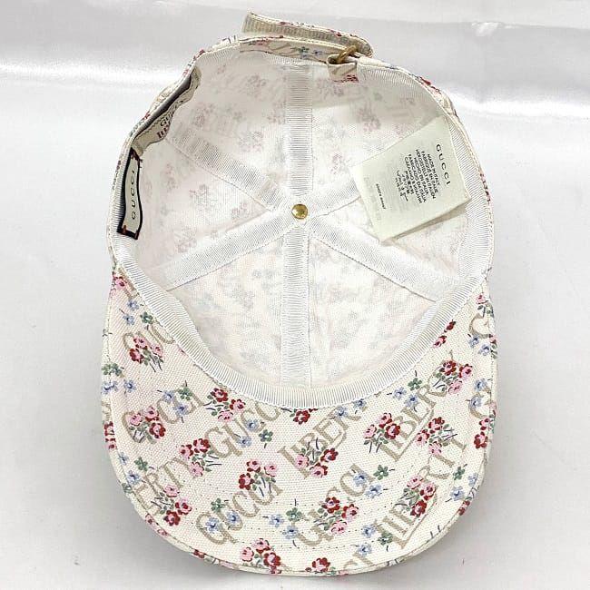GUCCI*春にぴったりなデザイン☆リバティロンドンキャップ GUCCI グッチ キャップ ホワイト ピンク フラワー リバティ