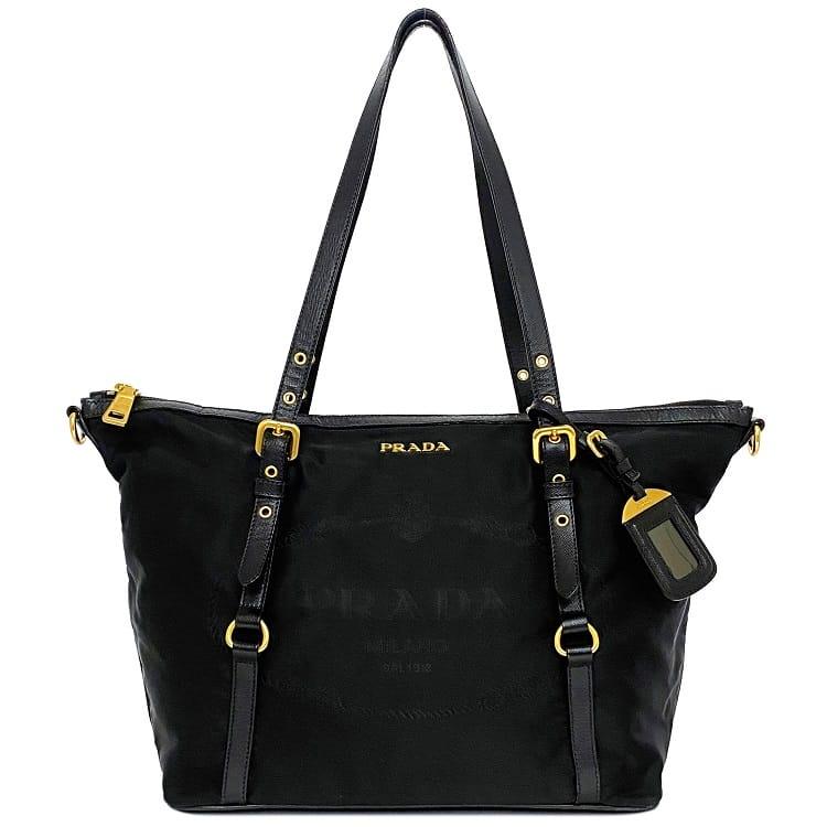 VINTAGE●PRADA●プラダ ナイロン トートバッグ PRADA プラダ トライアングルロゴ ナイロン×レザー トートバッグ