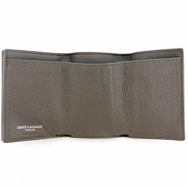 SAINT LAURENT サンローラン パリ 三つ折り 財布 グレー 506969 ホック  