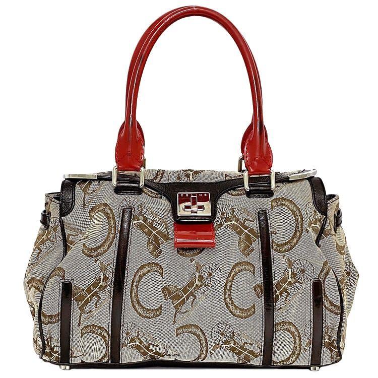 CELINE セリーヌ ハンドバッグ ベージュ ブラウン レッド C