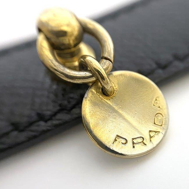 未使用 PRADA プラダ ブレスレット 革 1AJ633 タグ付 サイズM PRADA プラダ ブレスレット ブラック 美品 レア レザー GP 中古