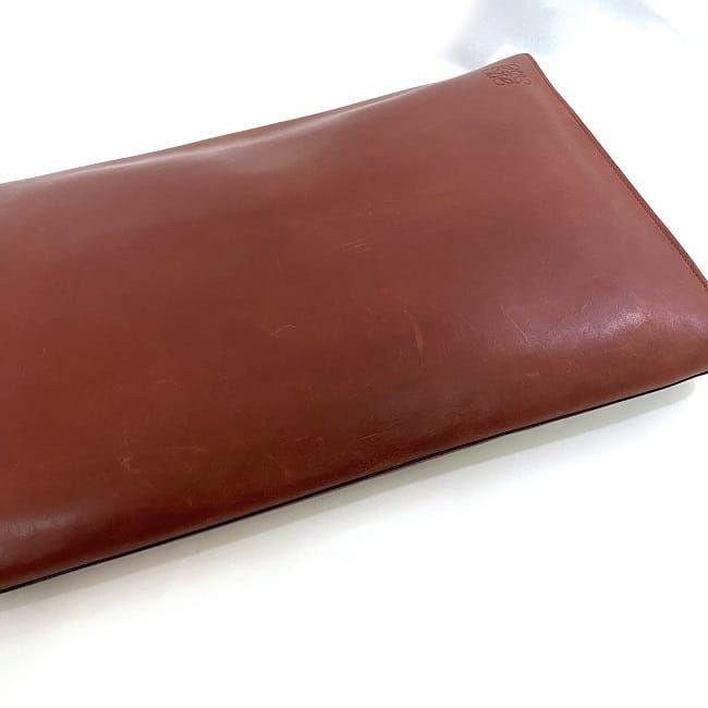 LOEWE ロエベ クラッチバッグ ブラウン アナグラム レア レザー 中古