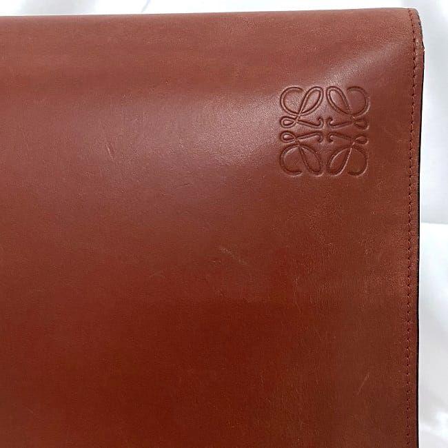 LOEWE ロエベ クラッチバッグ ブラウン アナグラム レア レザー 中古