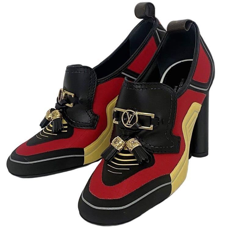 LOUIS VUITTON ルイ ヴィトン ローファー ブラック レッド