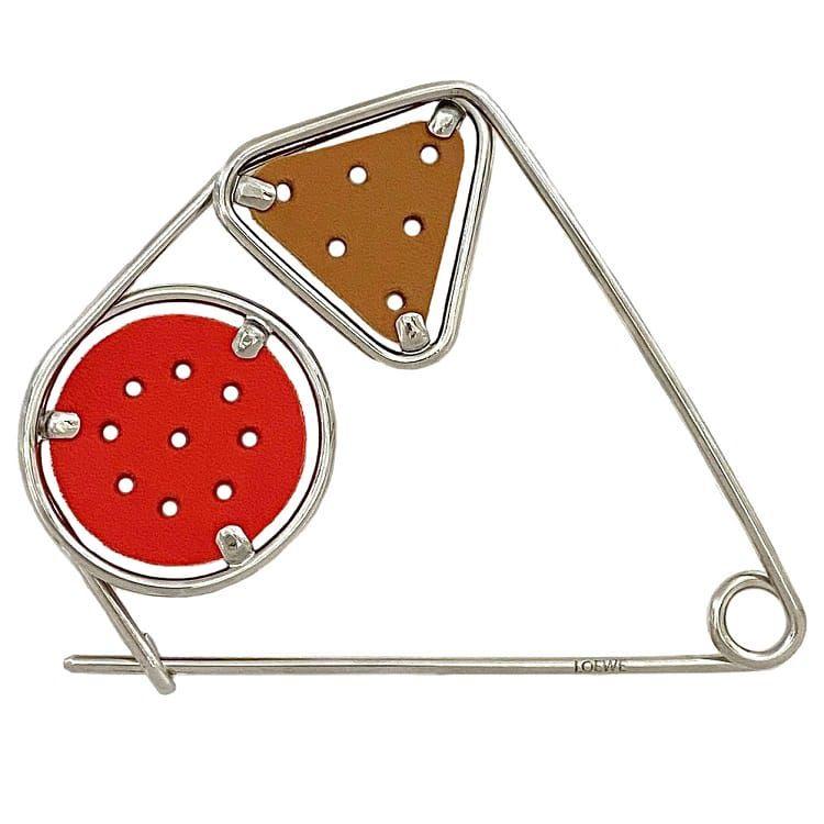 LOEWE ロエベ メカノピン ブローチ シルバー レッド ブラウン 美品  