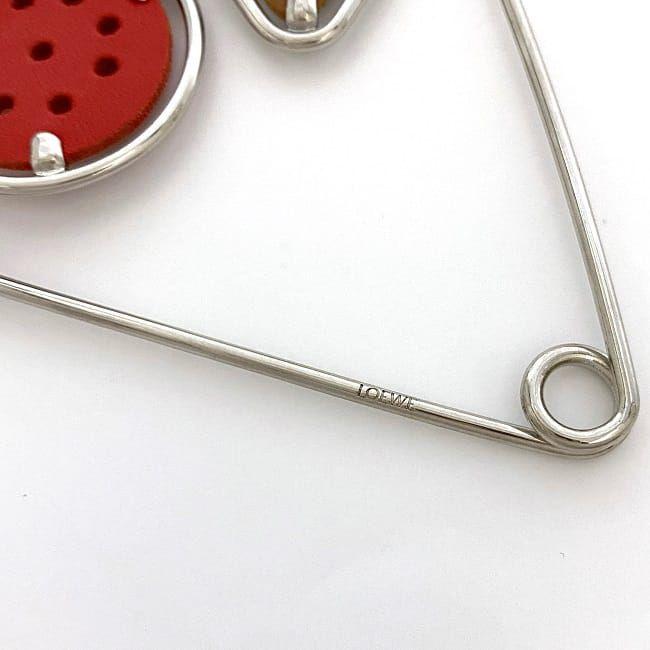 LOEWE ロエベ メカノピン ブローチ シルバー レッド ブラウン 美品  