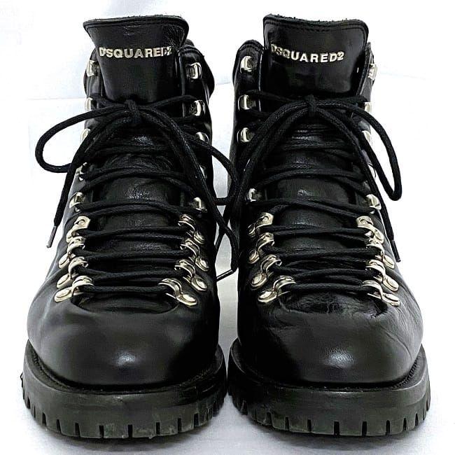 正規品DSQUARED2編み上げブーツ黒41革 DSQUARED2(ディースクエアード) レースアップブーツ ブラック