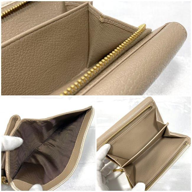 miu miu ベージュ 三つ折り財布　美品 miu miu（ミュウミュウ） 三つ折り 財布 ベージュ ブラウン L字