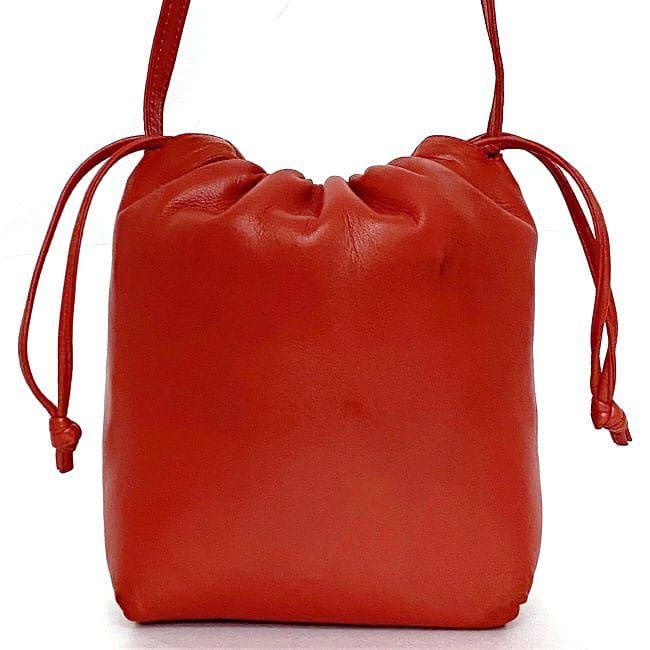 LOEWE ロエベ 巾着 ショルダーバッグ レッド アナグラム 8-14088 美品 