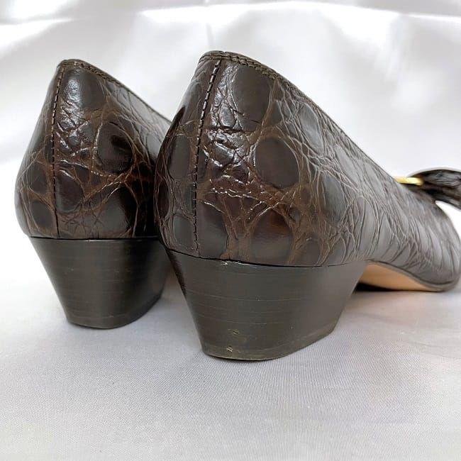 FERRAGAMO サルヴァトーレ フェラガモ パンプス ブラウン ヴァラ ec  