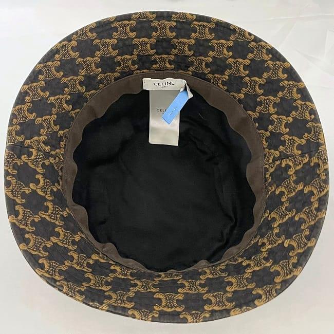 セリーヌ トリオンフ バケットハット サイズ:M 2AU3B731O セリーヌ 2AU3B731O トリオンフ M バケットハット 帽子ブランド茶