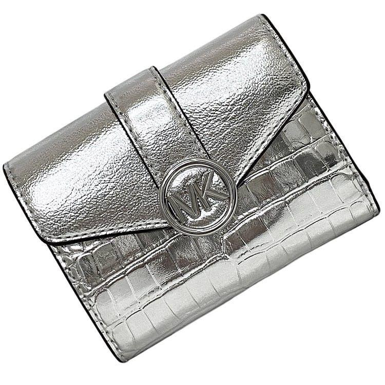 マイケルコース 三つ折り財布 シグネチャー MICHAEL KORS（マイケルコース） 三つ折り 財布 シルバー メタリック