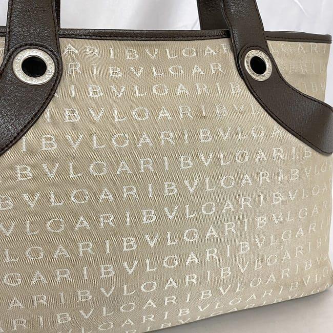 BVLGARI（ブルガリ） トートバッグ ベージュ ブラウン ロゴマニア ec