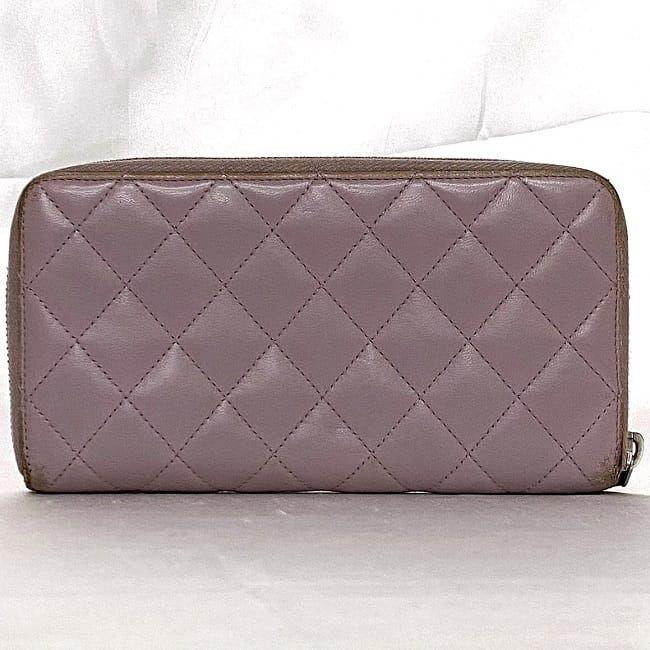 CHANEL シャネル ラウンドファスナー 長財布 パープル マトラッセ 財布 