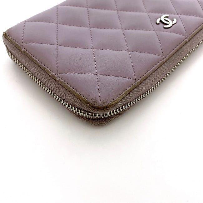 CHANEL シャネル ラウンドファスナー 長財布 パープル マトラッセ 財布 