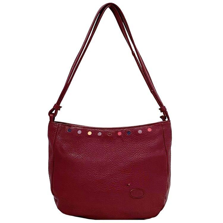 ボルドー イビザ ショルダーバッグ ec-21486 軽い レザー 中古