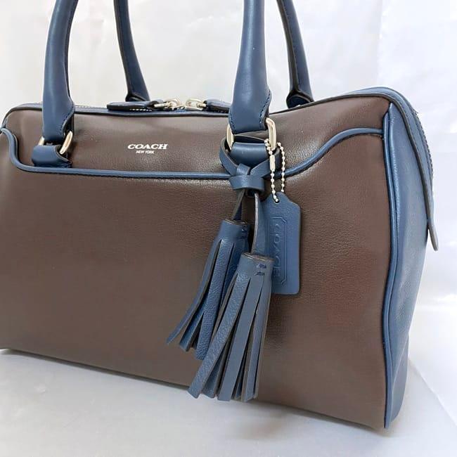 COACH レザーボストンバッグ ブラウン・ネイビー 【公式通販】