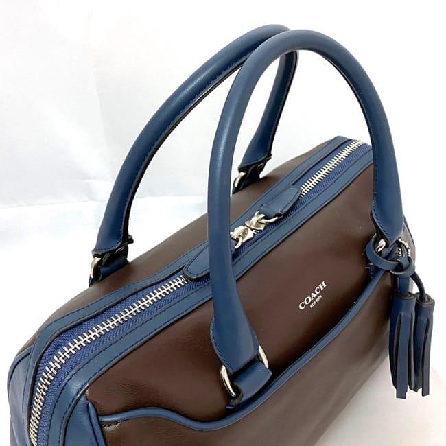 COACH レザーボストンバッグ ブラウン・ネイビー COACH レザーボストンバッグ ブラウン・ネイビー 【公式通販】