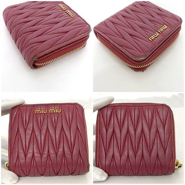 miu ミュウミュウ 二つ折り 財布 ec-22651 ピンク マテラッセ
