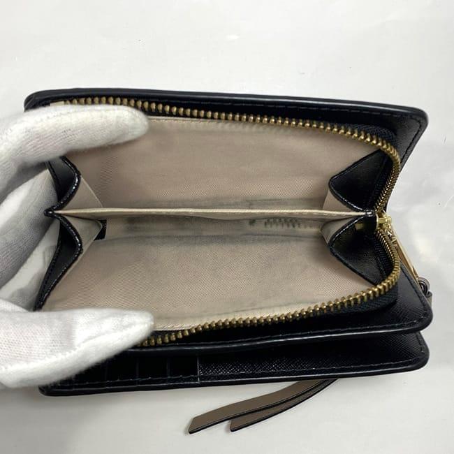 マークジェイコブス MarcJacobs二つ折り財布 レザー ブラック ホワイト MARC JACOBS マークジェイコブス 二つ折り 財布 ec-22672