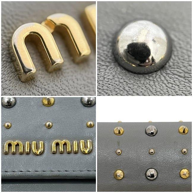 ミュウミュウ 二つ折り 長財布 グレー NUBE 5M1109 財布 レザー