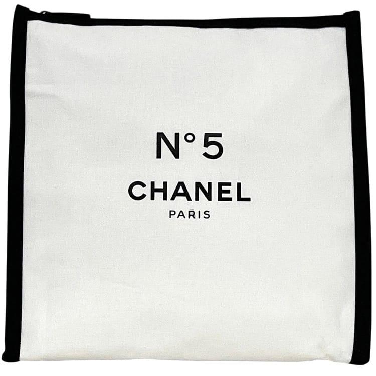 新品未使用 CHANEL シャネル ポーチ キャンバス地 ホワイト/ブラック CHANEL（シャネル） ポーチ ホワイト BEAUTE 美品 コットン 中古