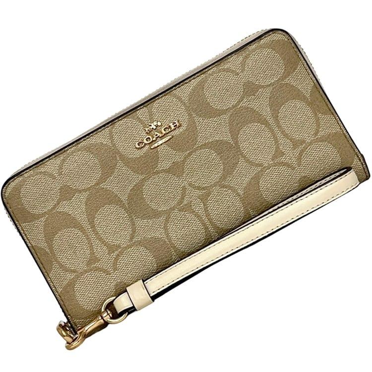 コーチ ラウンドファスナー 長財布 ベージュ シグネチャー CA4452 財布