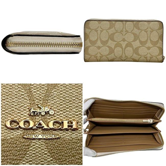 コーチ ラウンドファスナー 長財布 ベージュ シグネチャー CA4452 財布