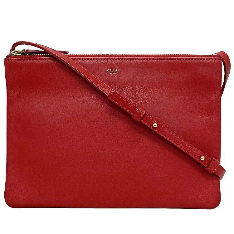 セリーヌ ショルダーバッグ トリオ ラージ レッド ゴールド 171453ETA 