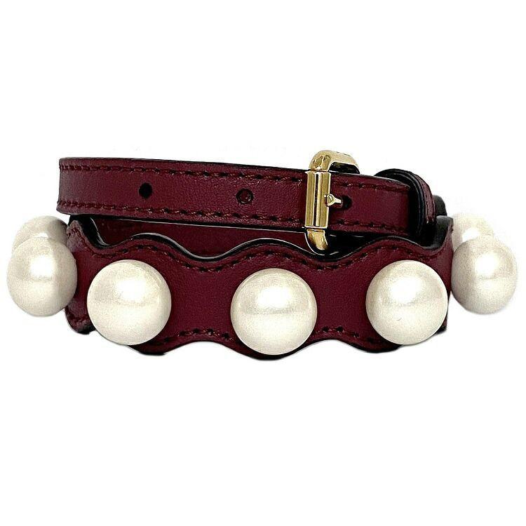 フェンディ ブレスレット ワインレッド ホワイト 美品 S Sサイズ