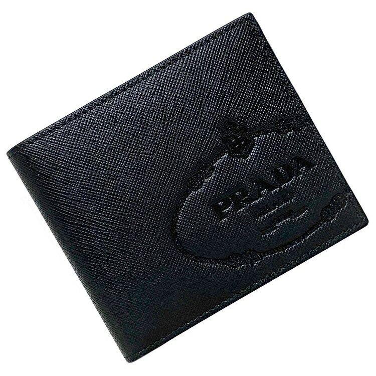 プラダ フリマハイクラスのプラダ 二つ折り 財布 ブラック 2mo513 札入れ 財布 レザー レザー サフィアーノ
