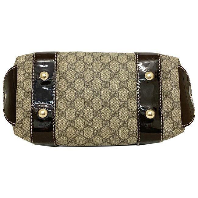 グッチ トートバッグ ベージュ ブラウン GGスプリーム 203521 美品 PVC