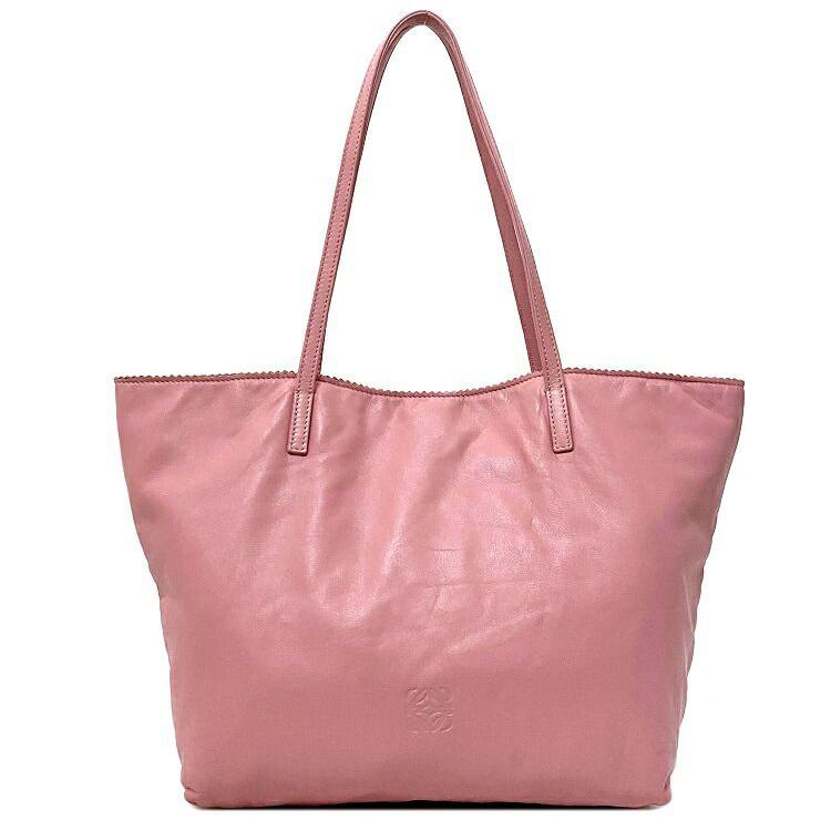 ロエベ トートバッグ ピンク アナグラム 美品 ナッパ レザー 中古