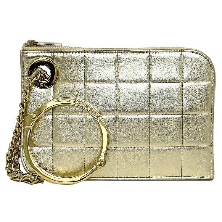 CHANEL シャネル クラッチバッグ ゴールド チョコバー 美品