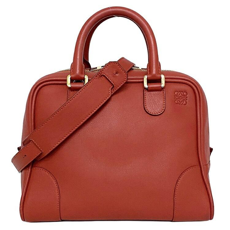 ロエベ 2way バッグ アマソナ 75 レッド アナグラム 301.30.L03 美品 