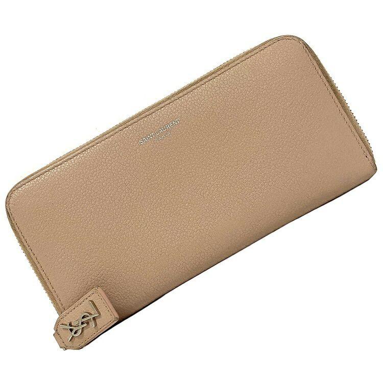 サンローラン パリ ラウンドファスナー 長財布 ベージュ ピンク 603060
