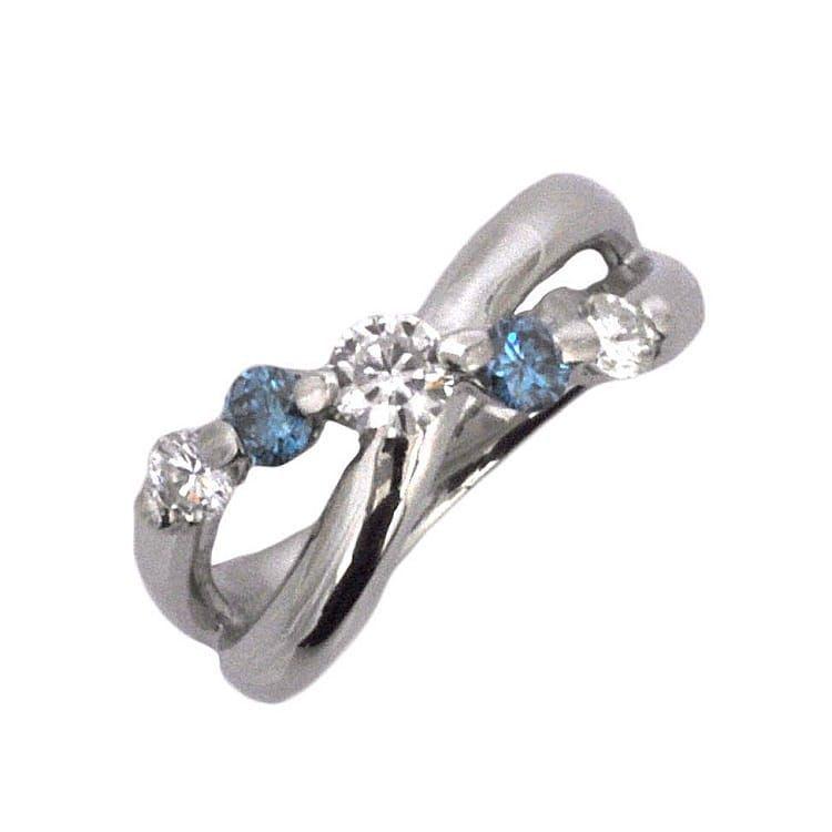 リング 指輪 11.5号 Pt900 プラチナ Sランク ダイヤモンド ブルー  