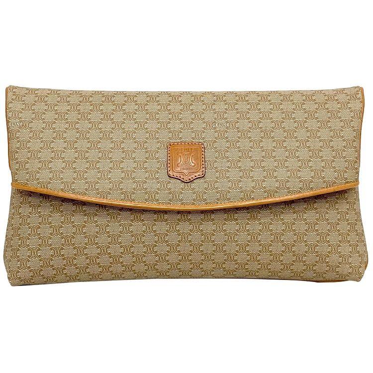 セリーヌ クラッチバッグ ベージュ ブラウン マカダム MO7 美品-