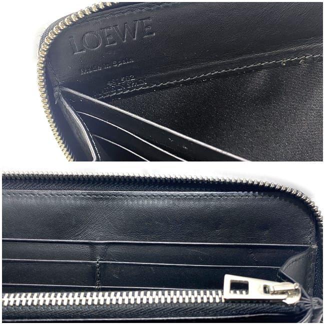 プー ロエベ 二つ折り アナグラム ラウンドファスナー レザー ブラック LOEWE（ロエベ） アナグラム ラウンドファスナー 財布 ダブル