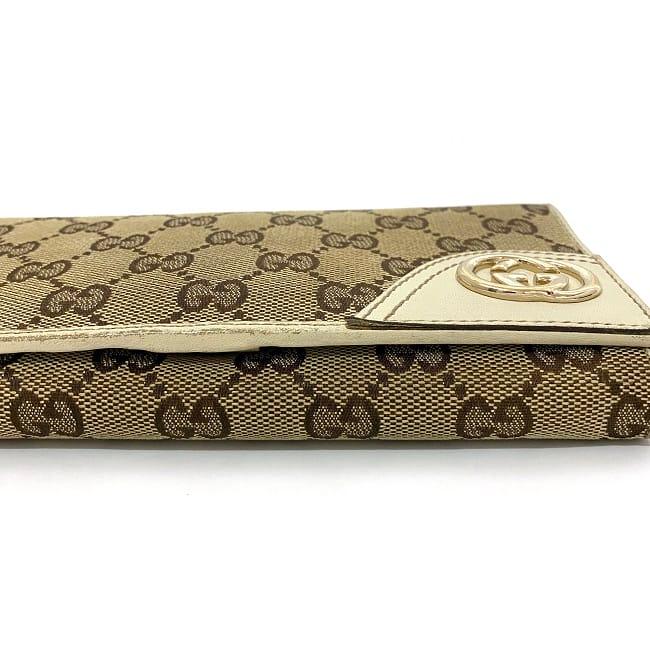 GG グッチ 二つ折り 長財布 ベージュ ホワイト ブラウン GG グッチ 二つ折り 長財布 ベージュ ホワイト ブラウン